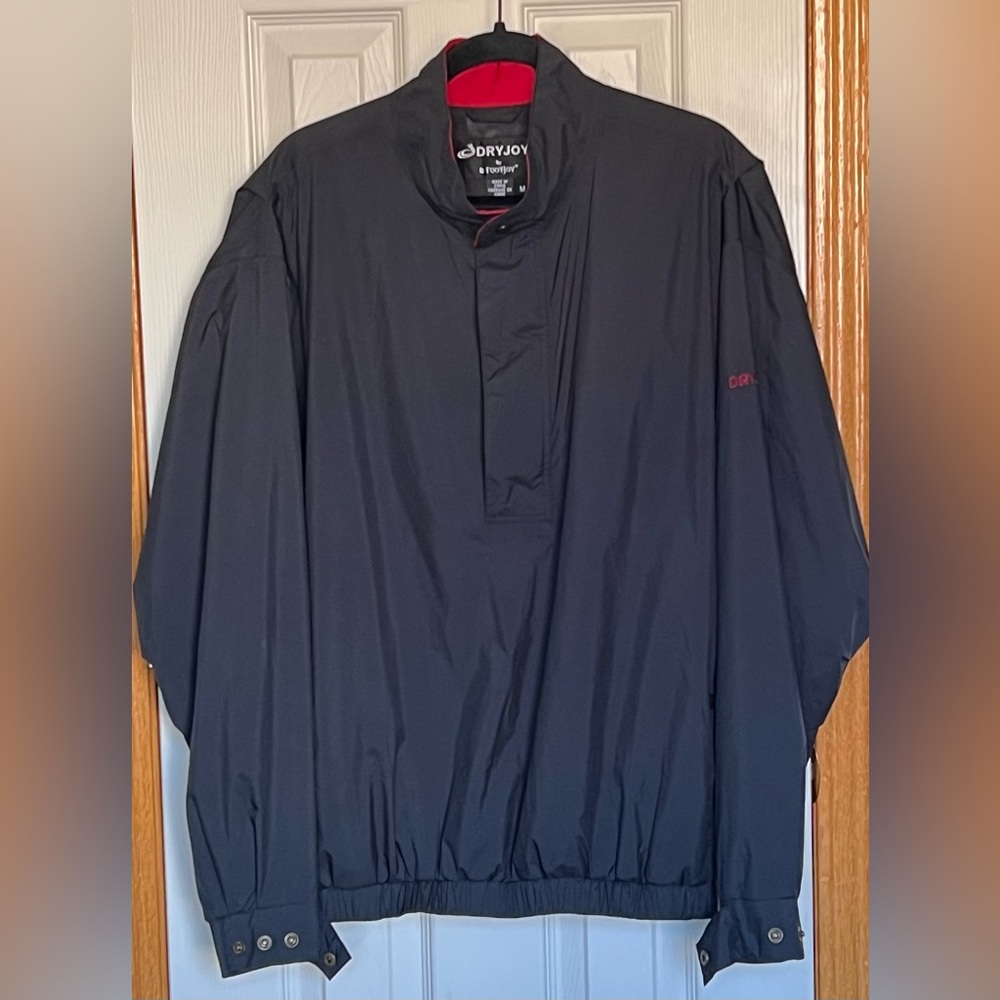 FootJoy Dry Joys Golf Rain Jacket 1/4 Zip Black & Red Men’s Size M EUC